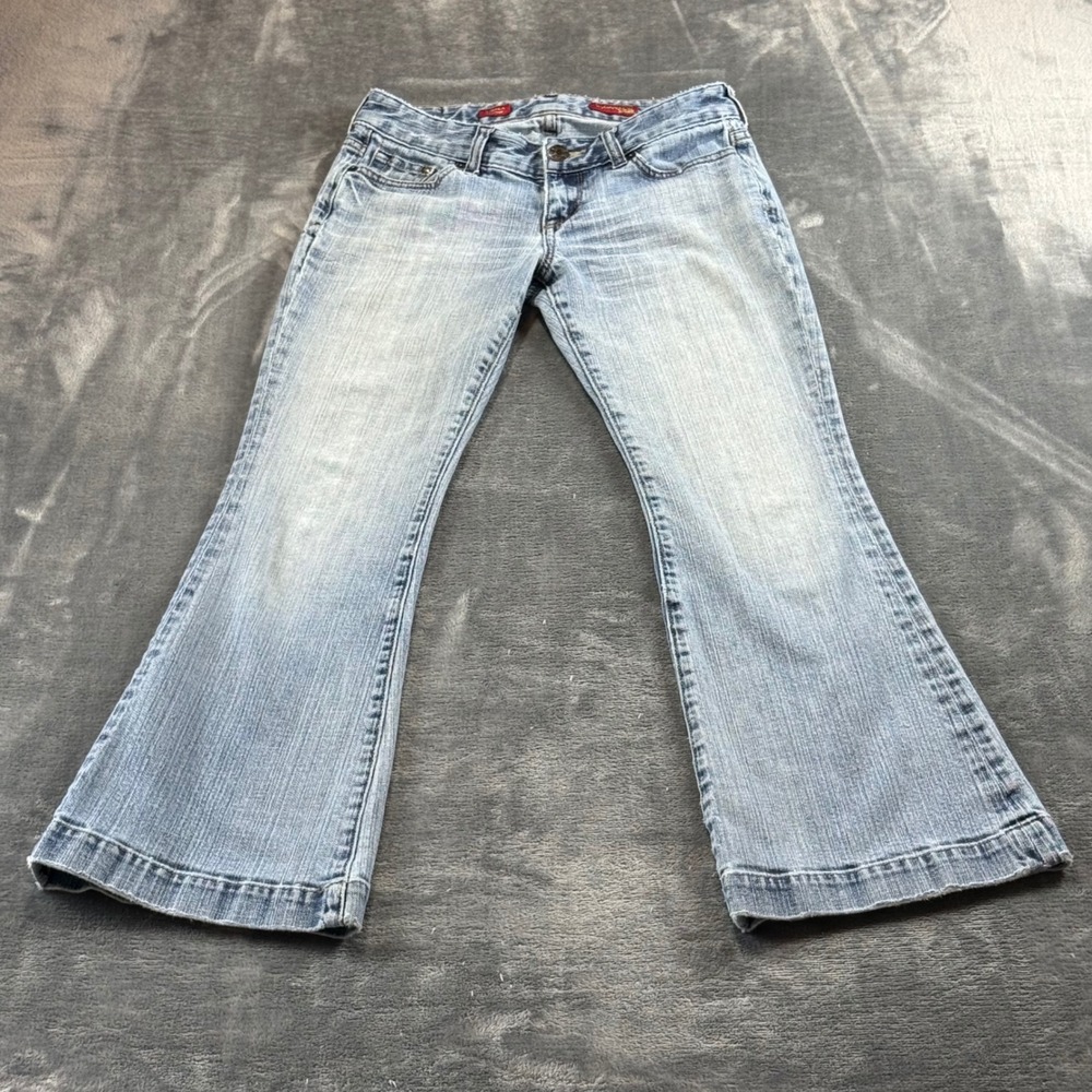Express Stella Fit & Flare Jeans Womens 2S Light Wash Low Rise Denim Flare Leg